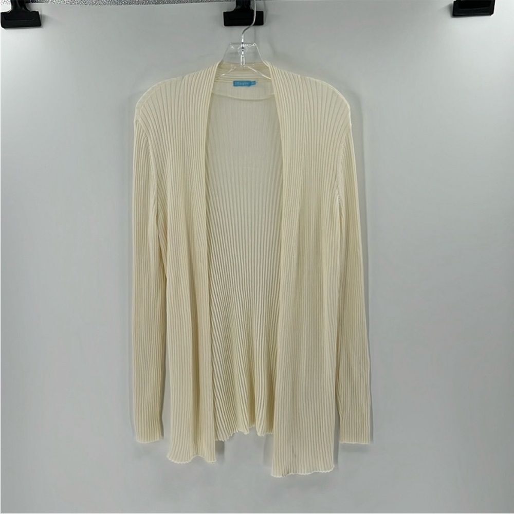 J. McLaughlin Women's Ribbed‎ Lightweight Open Front Cardigan - Cream - xs